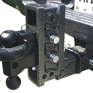 GEN-Y GH-324 MEGA-Duty Adjustable 7.5" Drop Hitch with GH-031 Dual-Ball, GH-032 Pintle Lock for 2" Receiver - 10,000 LB Towing Capacity - 1,500 LB Tongue Weight