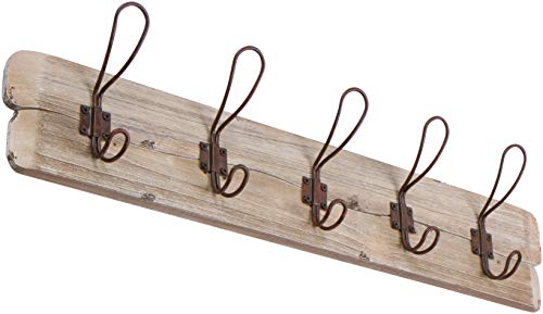 26" Wall Mount Wooden 5 Hook Rack - Vintage Style - by Trademark Innovations