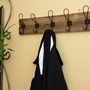 26" Wall Mount Wooden 5 Hook Rack - Vintage Style - by Trademark Innovations