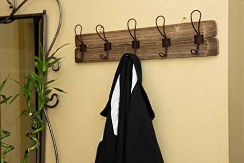 26" Wall Mount Wooden 5 Hook Rack - Vintage Style - by Trademark Innovations