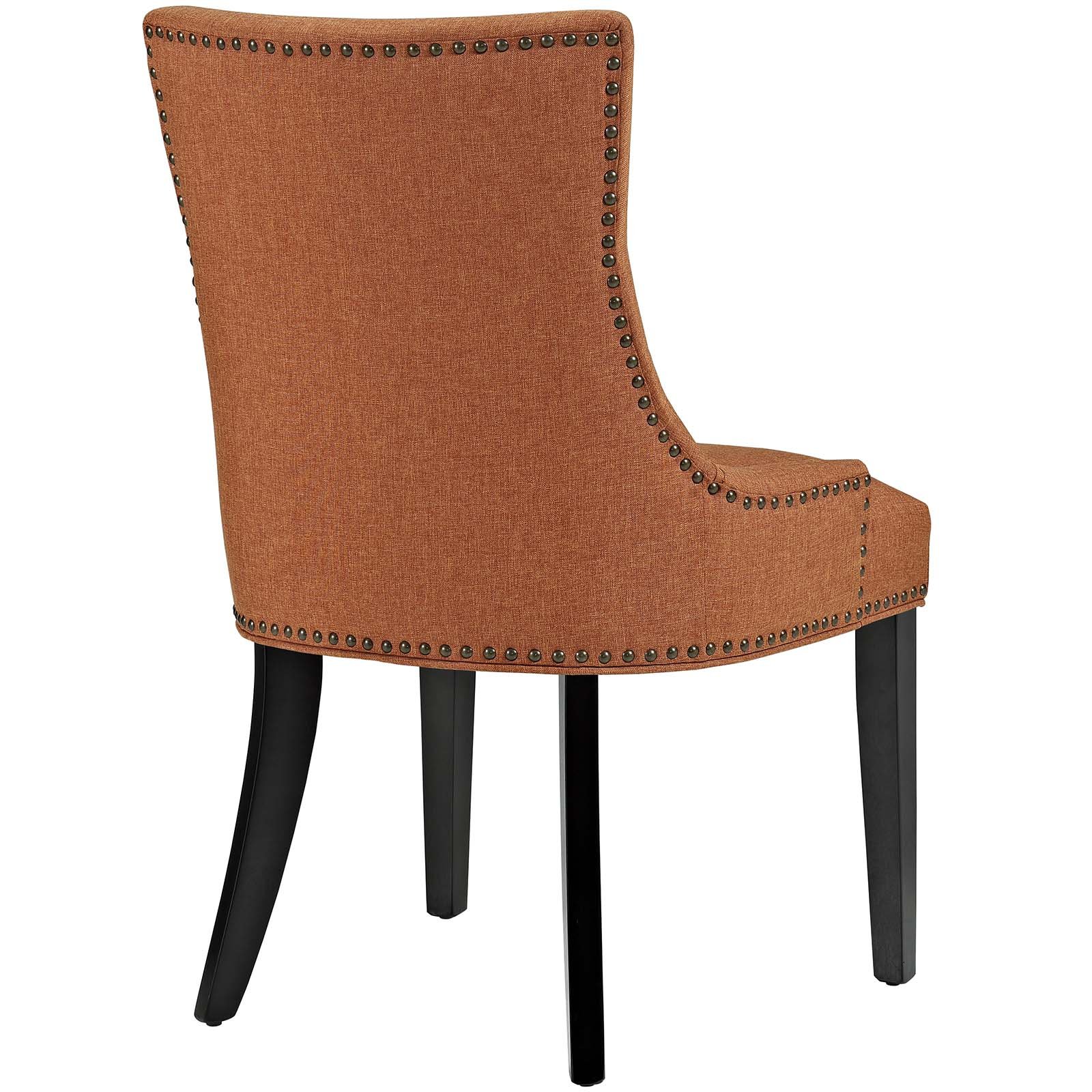 Modway Marquis Modern Upholstered Fabric Dining Chair with Nailhead Trim in Orange