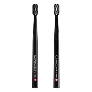 curaprox black is white duo, ultra-soft toothbrush, black and white, pack of 2
