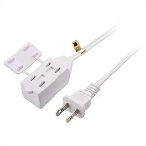 cable matters 16 awg 2 prong extension cord 25 ft, ul listed (3 outlet extension cord) with tamper guard white