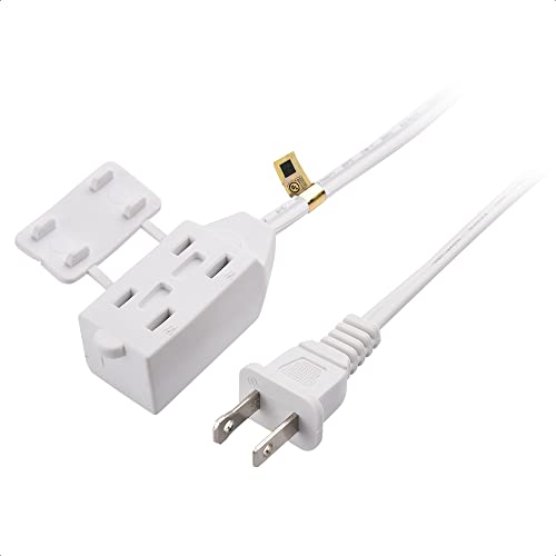Cable Matters 16 AWG 2 Prong Extension Cord 25 ft, UL Listed (3 Outlet Extension Cord) with Tamper Guard White