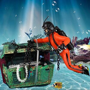 bestgle creative aquarium ornament treasure hunter diver action figure decoration for fish tank