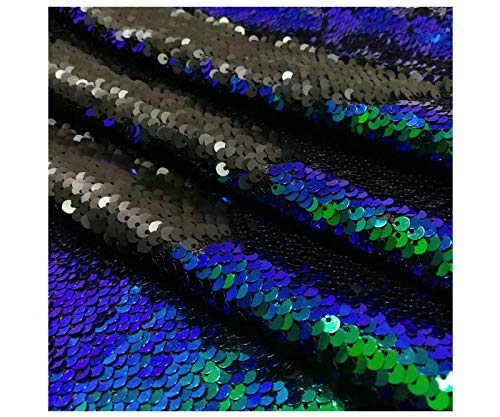 Sequin Fabric Mermaid Flip Up Sequin Reversible Sparkly Fabric Sold The Yard Dress/Decor/Clothing (1 Yard, Blue Green)