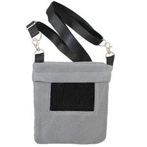 exotic nutrition economy carry pouch (grey) - fleece bonding pouch - for sugar gliders, marmosets, squirrels, degus, hamsters, & other small pets