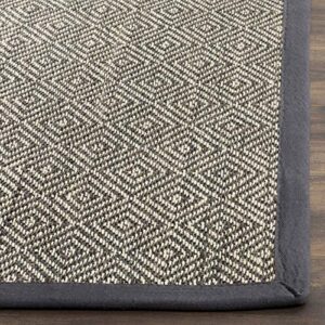 SAFAVIEH Natural Fiber Collection Area Rug - 8' x 10', Natural & Dark Grey, Rustic Border Sisal Design, Easy Care, Ideal for High Traffic Areas in Living Room, Bedroom (NF151A)