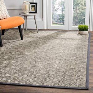 SAFAVIEH Natural Fiber Collection Area Rug - 8' x 10', Natural & Dark Grey, Rustic Border Sisal Design, Easy Care, Ideal for High Traffic Areas in Living Room, Bedroom (NF151A)