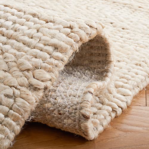 SAFAVIEH Natural Fiber Collection Accent Rug - 4' x 6', Bleach, Handmade Braided Woven Jute, Ideal for High Traffic Areas in Entryway, Living Room, Bedroom (NF212D)