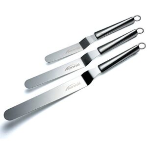 tenrai metal icing spatula set stainless steel cake knife offset professional tool for decorating cakes (length: 6 8 10 inch, silver)