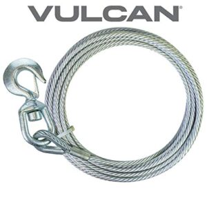 VULCAN Winch Cable - Steel Core - Swivel Hook - 3/8 Inch x 50 Foot - 14,000 Pound Minimum Breaking Strength
