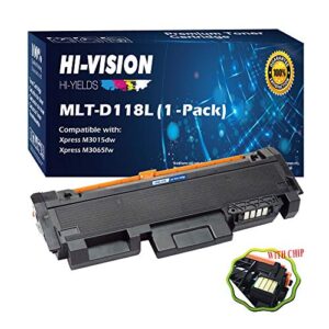 hi-vision hi-yields® compatible mlt-d118l toner cartridge replacement for samsung xpress m3065fw m3015dw (black, 1-pack)