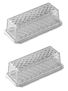 chef craft clear plastic butter dish with crystalline design cover | 6.75" x 2.25" | 2-pack, silver