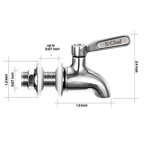 X-Chef 2 PCS Beverage Spigots Beverage Dispenser Spigot Replacement Stainless Steel Spigot for Glass Jar & Drink Dispenser