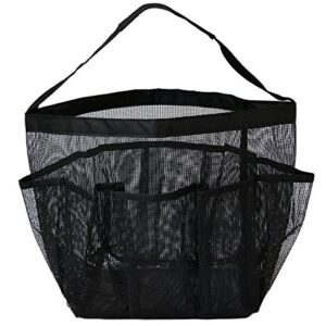 eoocvt Mesh Shower Caddy, 8 Pockets Quick Dry Hanging Toiletry Tote Bag for Bathroom Shower Organizer Accessories (Black)