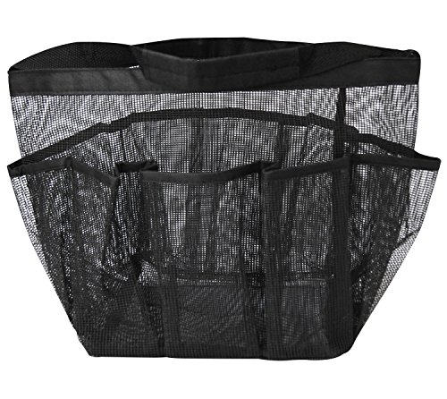 eoocvt Mesh Shower Caddy, 8 Pockets Quick Dry Hanging Toiletry Tote Bag for Bathroom Shower Organizer Accessories (Black)