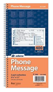 adams phone message book, carbonless duplicate, 5.50 x 11 inches, 4 sets per page, 400 sets per book, pack of 3
