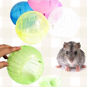 giveme5 pack of 3 plastic mini 4 inch small run exercise ball for cute hamster gerbil rat mice pet jogging play toy (color random)