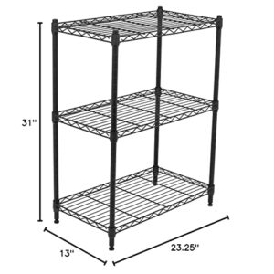 Internet's Best 3-Tier Wire Shelving - Flat Black - Heavy Duty Shelf - Wide Adjustable Rack Unit - Kitchen Storage
