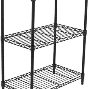 Internet's Best 3-Tier Wire Shelving - Flat Black - Heavy Duty Shelf - Wide Adjustable Rack Unit - Kitchen Storage