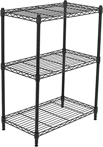 Internet's Best 3-Tier Wire Shelving - Flat Black - Heavy Duty Shelf - Wide Adjustable Rack Unit - Kitchen Storage