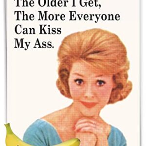 NobleWorks - 1 Jumbo Funny Card for Birthdays (8.5 x 11 Inch) - Cartoon Joke, Humor Bday Card with Envelope - Everyone Kiss My A-s J5452BDG