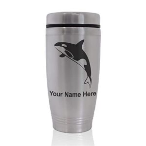 skunkwerkz commuter travel mug, killer whale, personalized engraving included