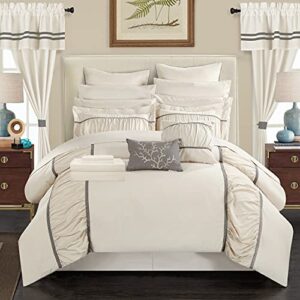 chic home cs3135-an mayan 24 piece bed in a bag comforter set, king, off-white