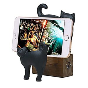 ElecNova Desktop Cell Phone Holder-Resin 2 Black Cats Smartphone Stand Mount Dock for All Smartphone, ipad, Tablet Home Decor Ideal Gift