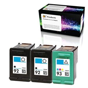 ocproducts refilled ink cartridge replacement for hp 92 hp 93 for psc 1510 photosmart c3180 c4180 c3100 deskjet 5440 d4160 printers (2 black 1 color)