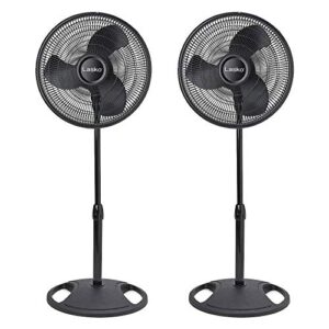 lasko 16 inch oscillating 3 speed adjustable pedestal stand fan, black (2 pack)
