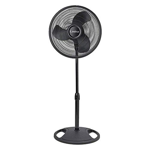 Lasko 16 Inch Oscillating 3 Speed Adjustable Pedestal Stand Fan, Black (2 Pack)