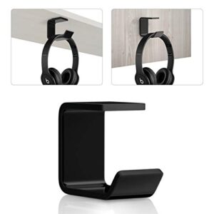 amovee headphone hanger, acrylic under-desk stick-on headphone hanger multifunctional headset hanger, 3m strong adhesive, black