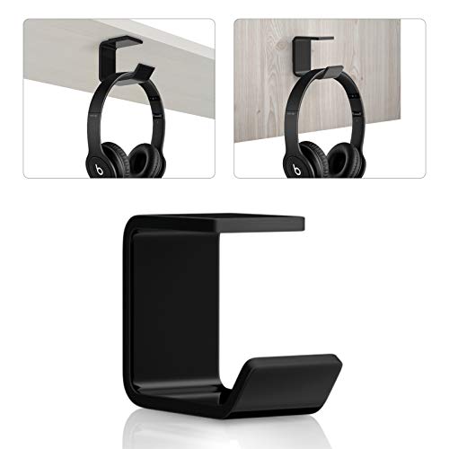 AmoVee Headphone Hanger, Acrylic Under-Desk Stick-on Headphone Hanger Multifunctional Headset Hanger, 3M Strong Adhesive, Black