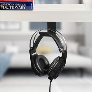 AmoVee Headphone Hanger, Acrylic Under-Desk Stick-on Headphone Hanger Multifunctional Headset Hanger, 3M Strong Adhesive, Black