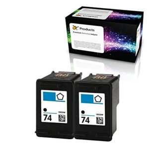 ocproducts refilled ink cartridge replacement for hp 74 for officejet j6480 photosmart c4400 c4380 c4500 deskjet d4260 printers (2 black)