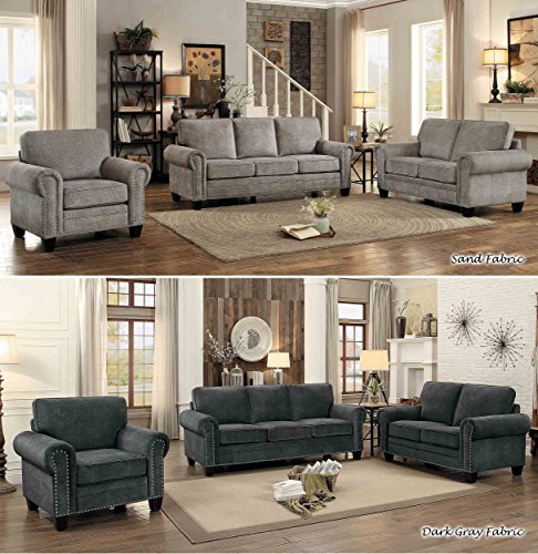 Homelegance Cornelia 86" Fabric Sofa, Dark Gray