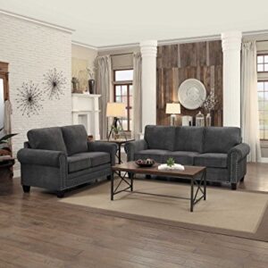 Homelegance Cornelia 86" Fabric Sofa, Dark Gray