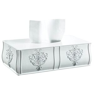 creative scents vintage white tissue box cover rectangular (11.25" x 6.25" x 3.25") – decorative bath tissues paper napkin holder- resin rectangle napkins container- for elegant bathroom decor