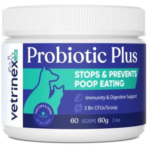 vetrinex labs probiotic - coprophagia treatment for dogs - stop and prevent dog from eating poop - no stool eating, deterrent and prevention - probiotics powder for cats, dogs & puppies