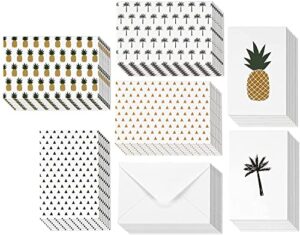 all occasions greeting cards, 48-pack of cards in 6 tropical designs with envelopes included, modern geometric design, 10 x 15 cm