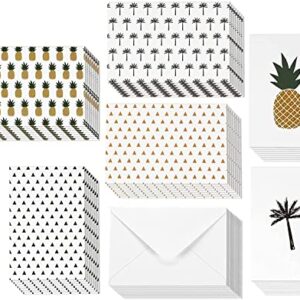 All Occasions Greeting Cards, 48-Pack of Cards in 6 Tropical Designs with Envelopes Included, Modern Geometric Design, 10 x 15 cm