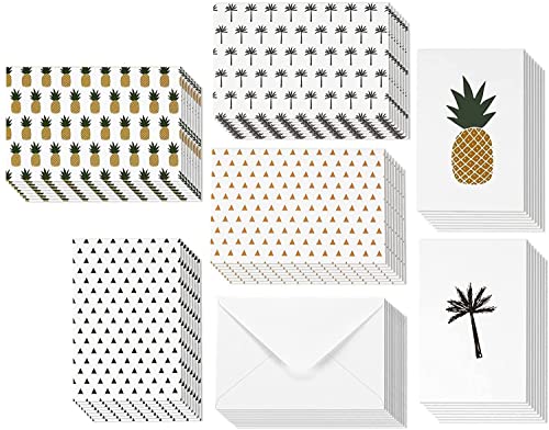 All Occasions Greeting Cards, 48-Pack of Cards in 6 Tropical Designs with Envelopes Included, Modern Geometric Design, 10 x 15 cm