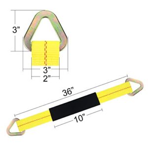 Robbor Axle Strap with D-Ring and Protective Sleeve 36 in. x 2 in Axle Tie Down Straps Offer 3333 Lb. Capacity (WLL) 10,000 Breaking Strength Heavy Duty Car Axle Tow Straps