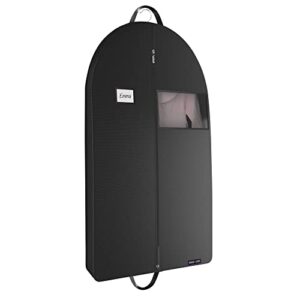 black garment bag for travel and storage, with zipper and eye-hole, carry handles for suits tuxedos dresses coats 26 inch x 42 inch x 5 inch