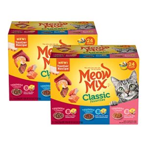meow mix classic favorites wet cat food, variety pack, 2.75 ounce cup (pack of 48)