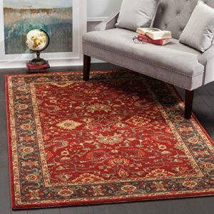 SAFAVIEH Mahal Collection Area Rug - 8' x 10', Red & Navy, Traditional Oriental Design, Non-Shedding & Easy Care, Ideal for High Traffic Areas in Living Room, Bedroom (MAH693F)