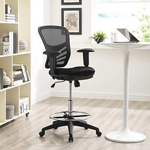 Modway Articulate Drafting Chair - Reception Desk Chair - Drafting Table Chair in Black