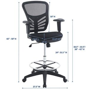 Modway Articulate Drafting Chair - Reception Desk Chair - Drafting Table Chair in Black